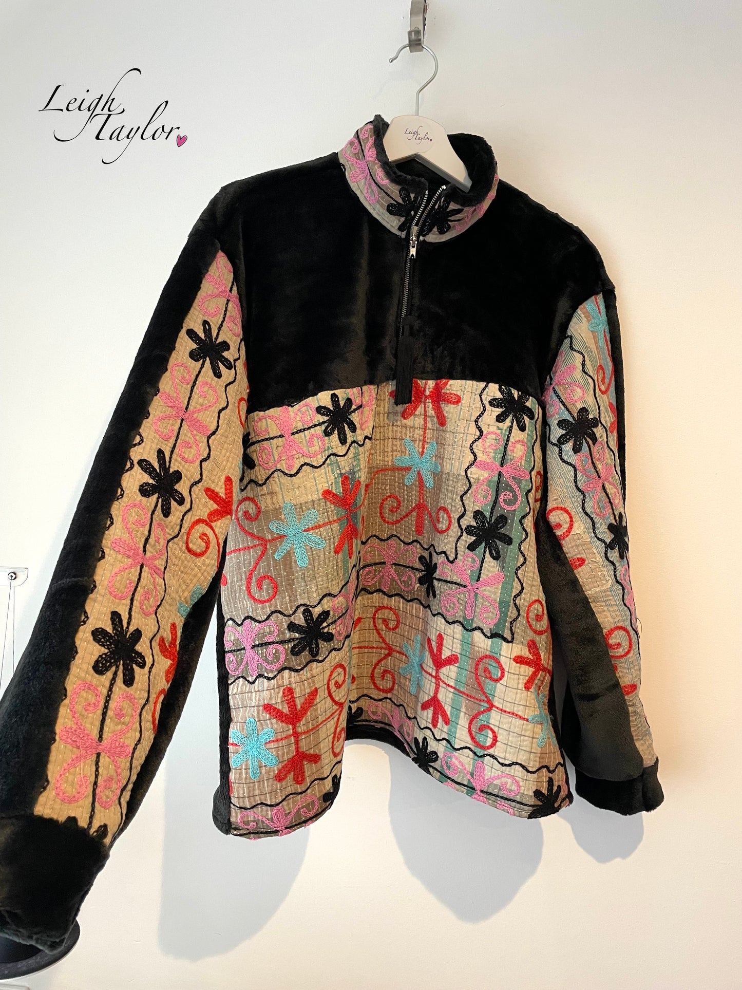 Black Vintage Suzani Fleece