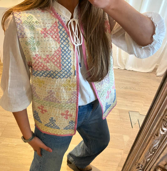 Pastel Kantha Waistcoat