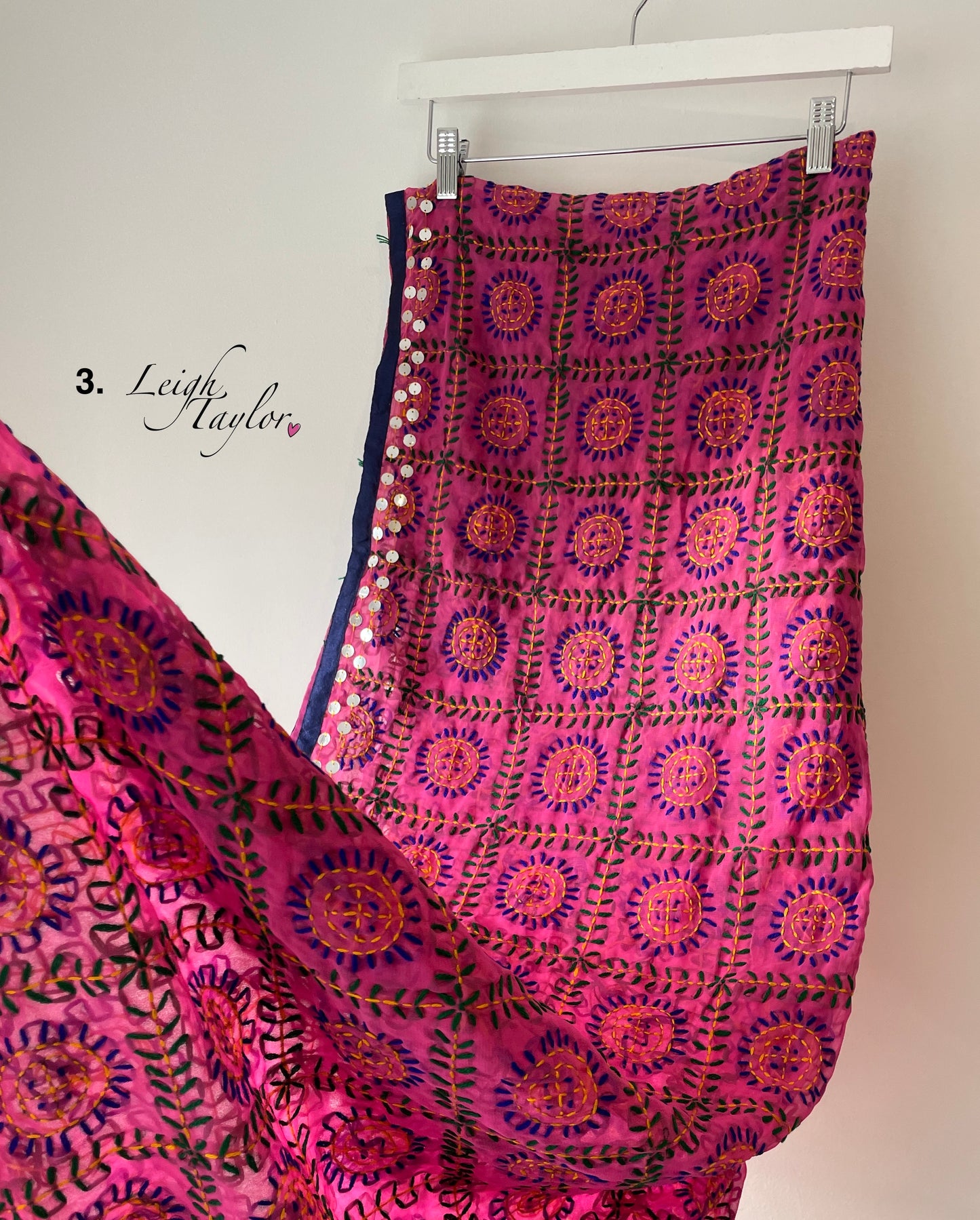 Pink/Red Phulkari Wool Scarves