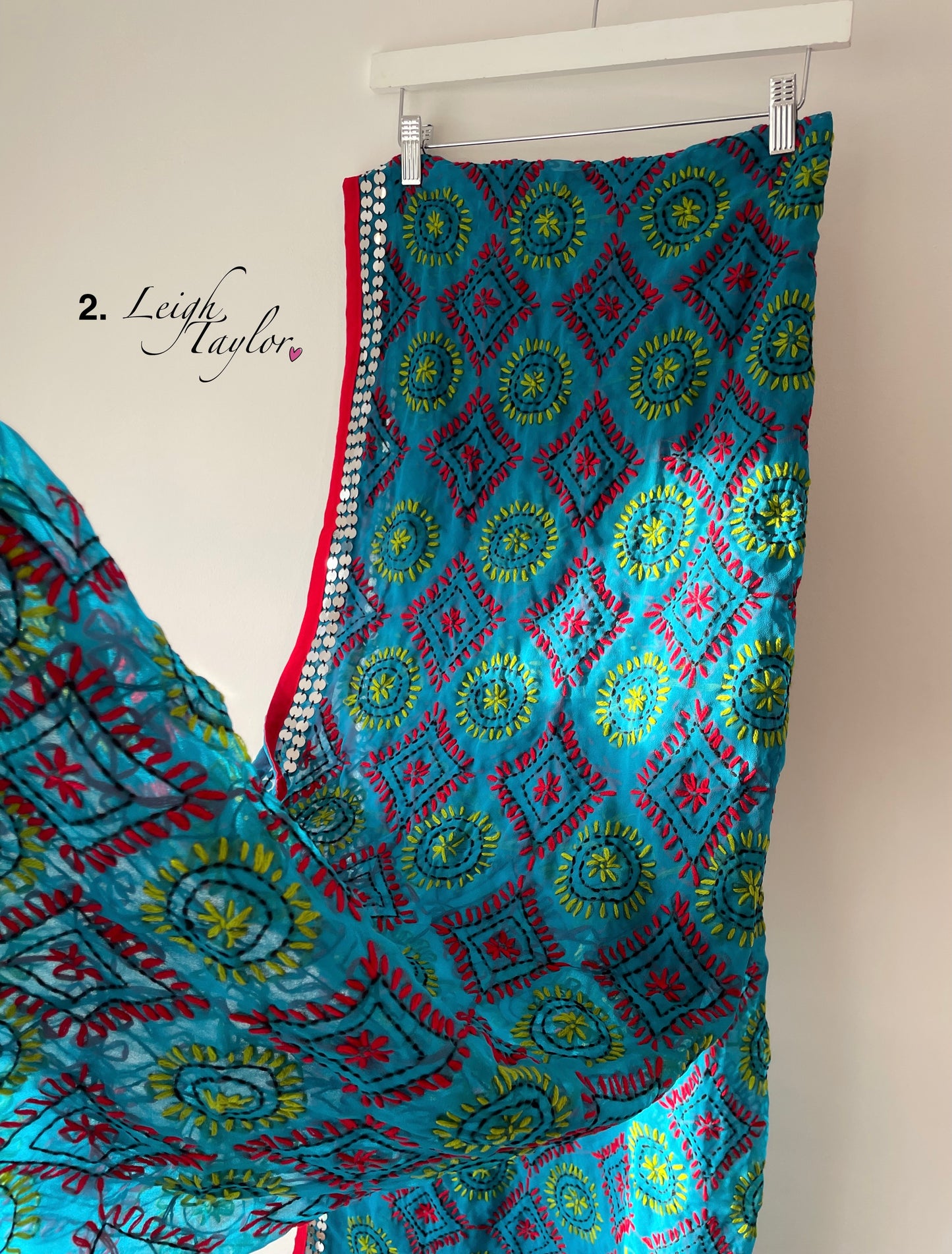 Blue Phulkari Wool Scarves