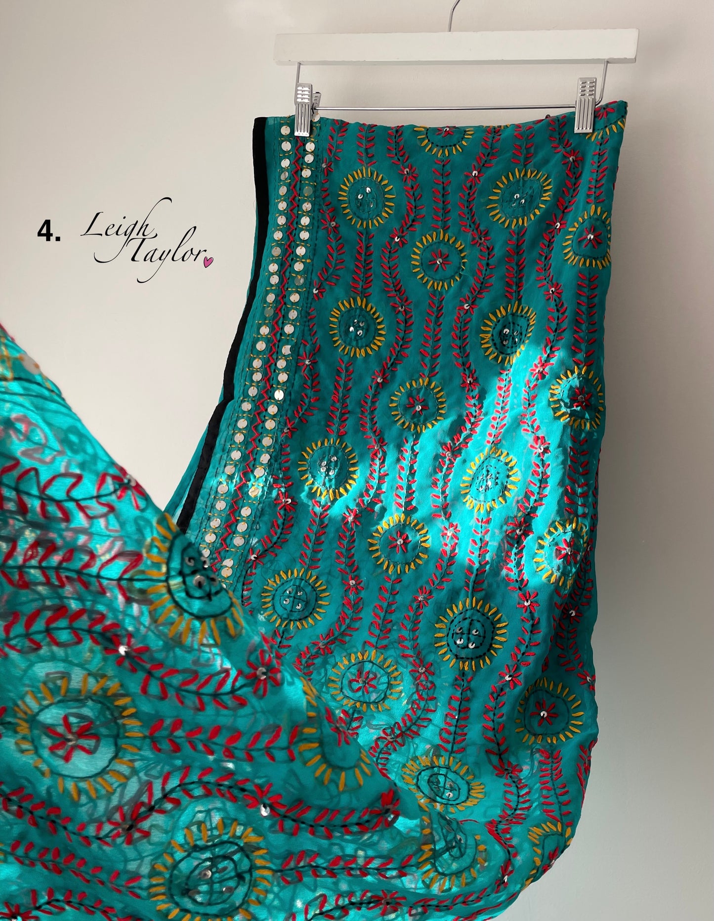 Blue Phulkari Wool Scarves