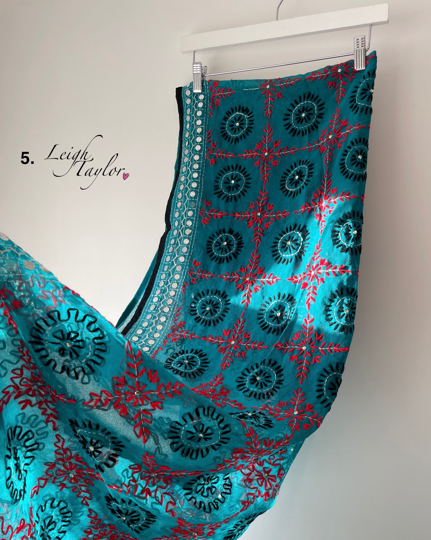 Blue Phulkari Wool Scarves