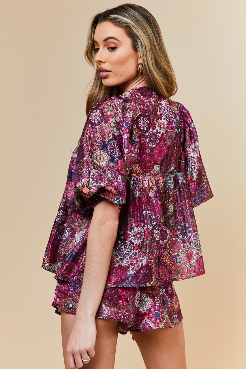 Botanic Mirrorwork Kaftan Top